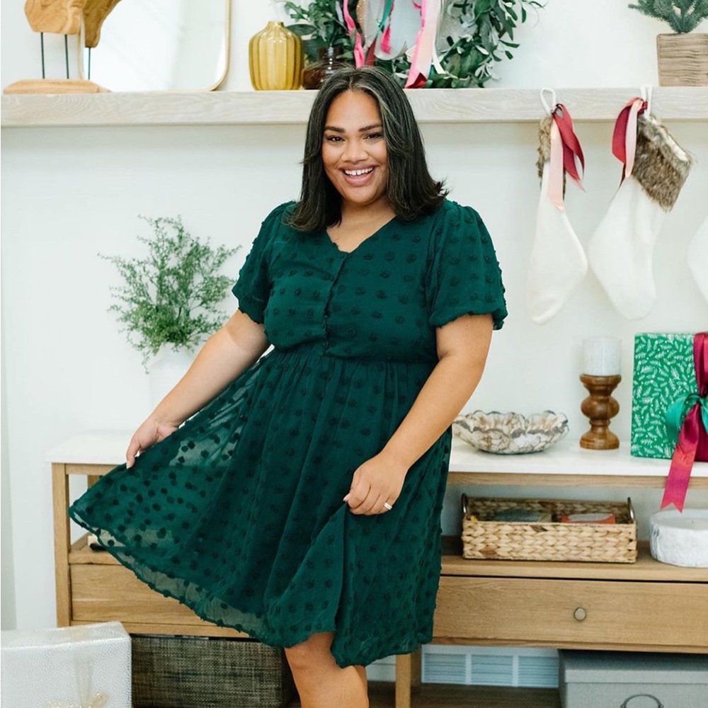 Green Modest Holiday Dress.